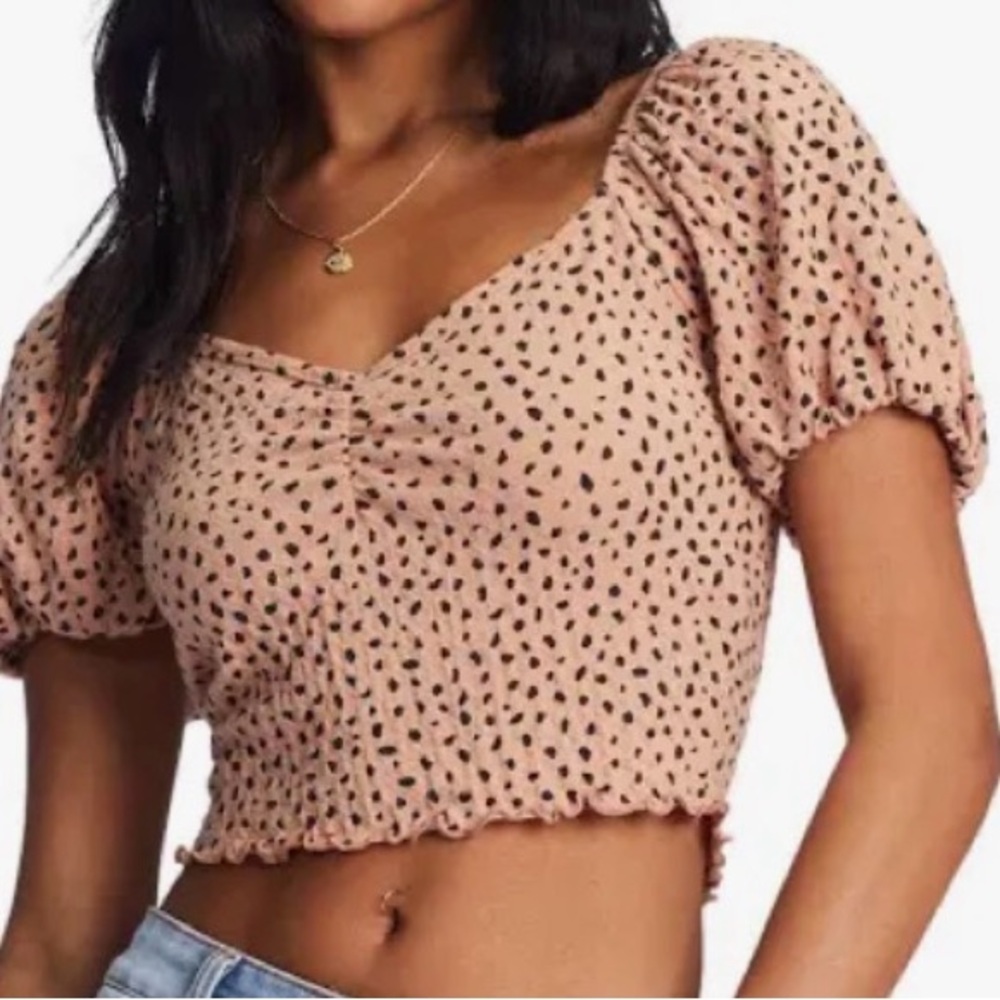 Billabong Pink Polka Dot Crop Top